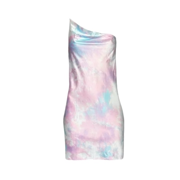 NWT Frankie’s Bikinis Cora Tie Dye Mini Satin Slip Dress Pastel Fairy Whimsical - Picture 3 of 16